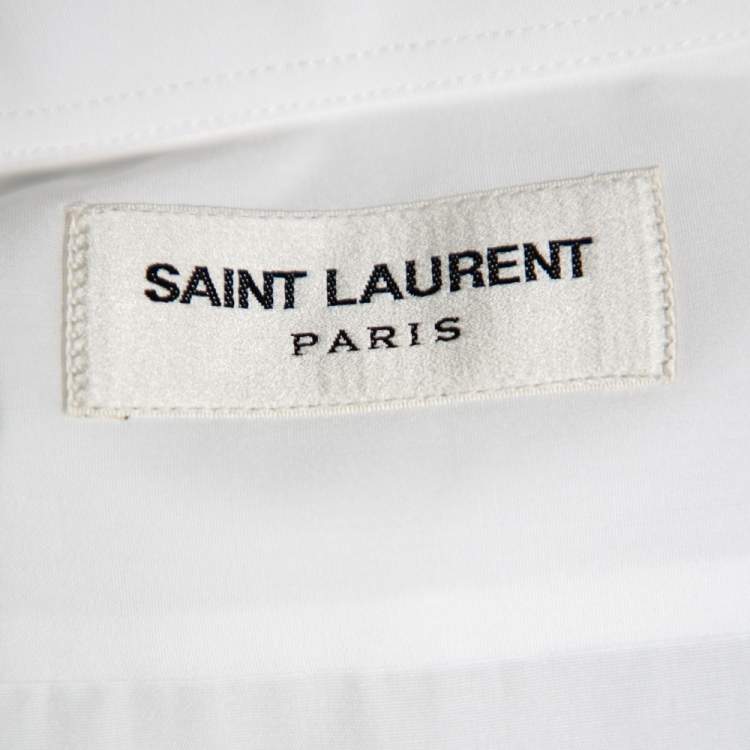 Pre Owned Saint Laurent White Cotton Button Front Long Sleeve Shirt S