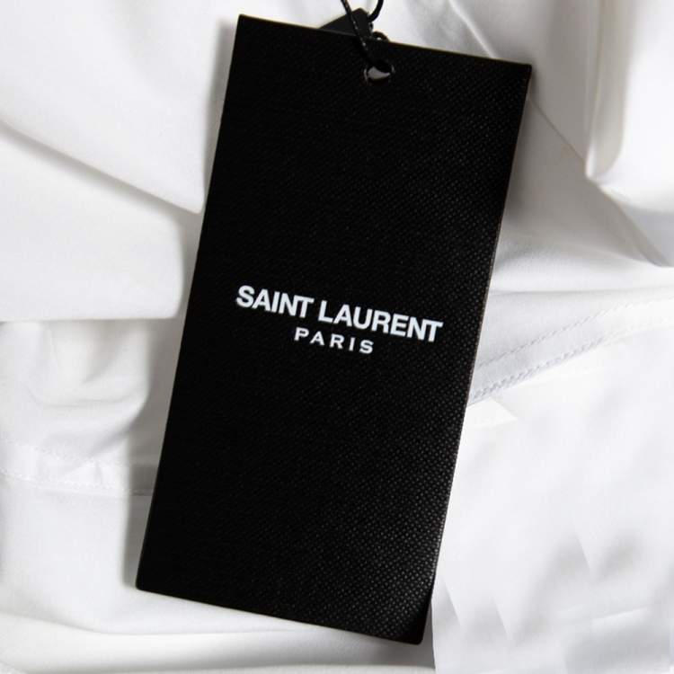 Pre Owned Saint Laurent White Cotton Button Front Long Sleeve Shirt S