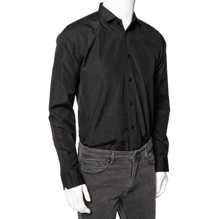 Pre Owned Saint Laurent Paris Black Cotton Button Front Long Sleeve Shirt M 