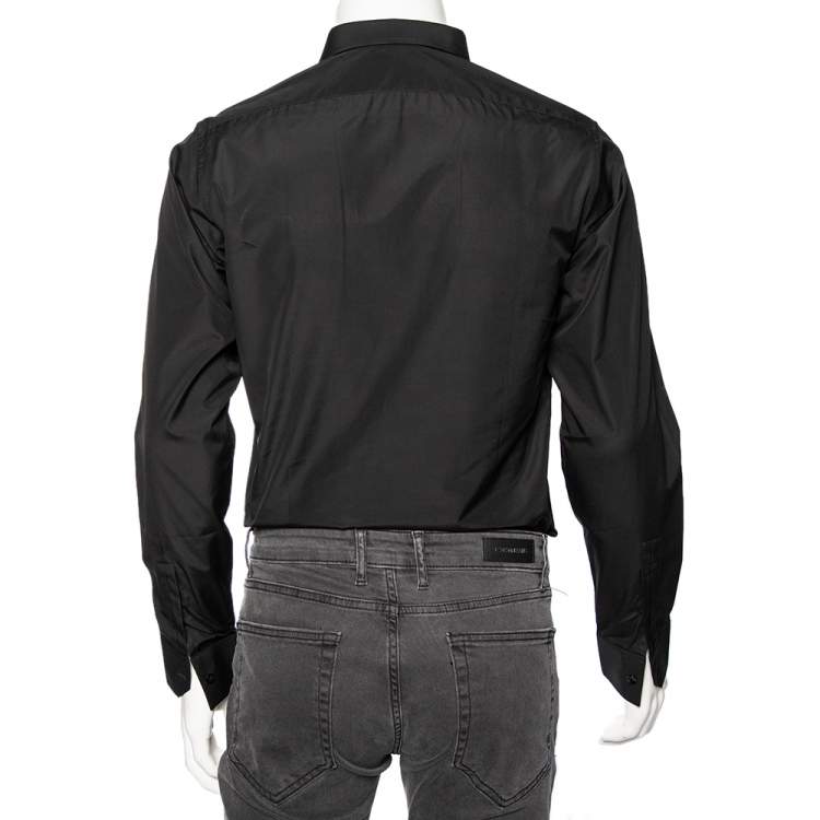 Pre Owned Saint Laurent Paris Black Cotton Button Front Long Sleeve Shirt M 