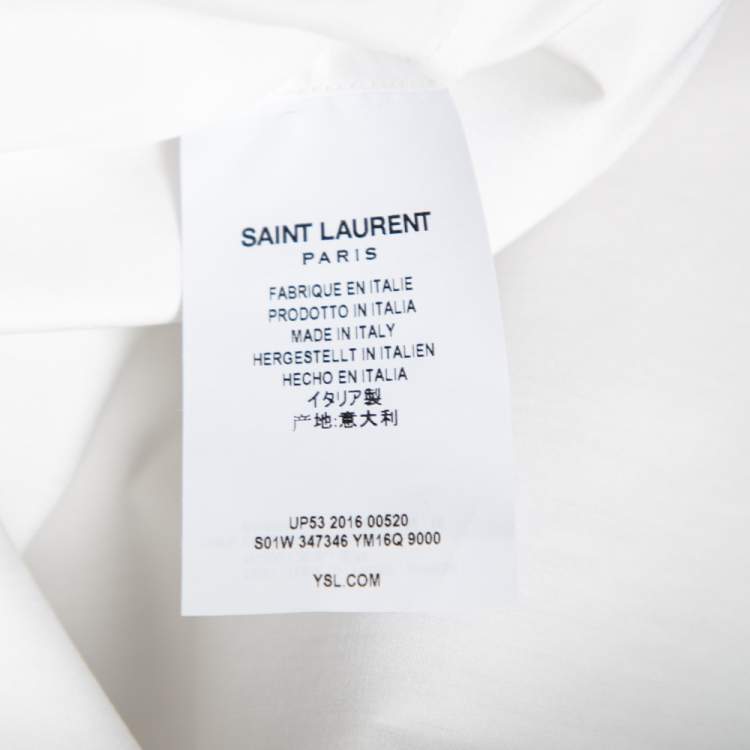 Pre Owned Saint Laurent White Cotton Button Front Long Sleeve Shirt S
