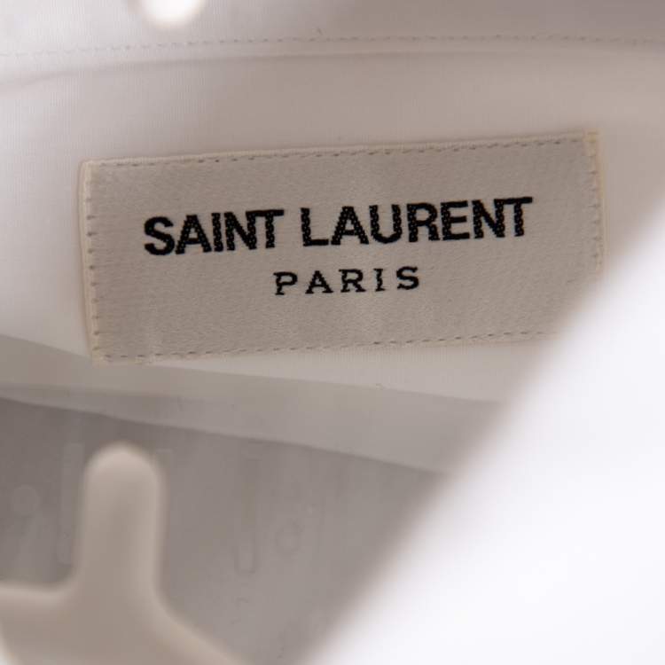 Pre Owned Saint Laurent White Cotton Button Front Long Sleeve Shirt S