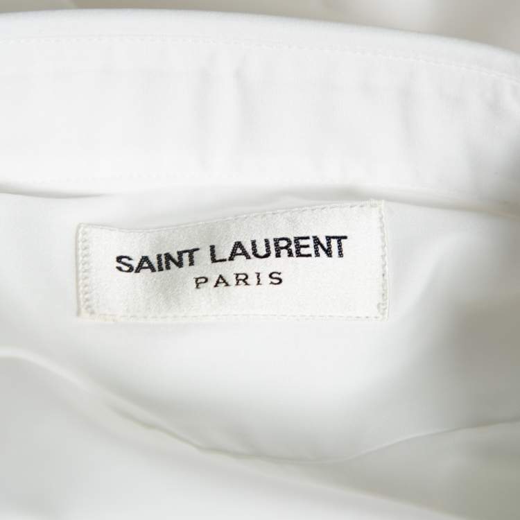 Pre Owned Saint Laurent White Cotton Button Front Long Sleeve Shirt S