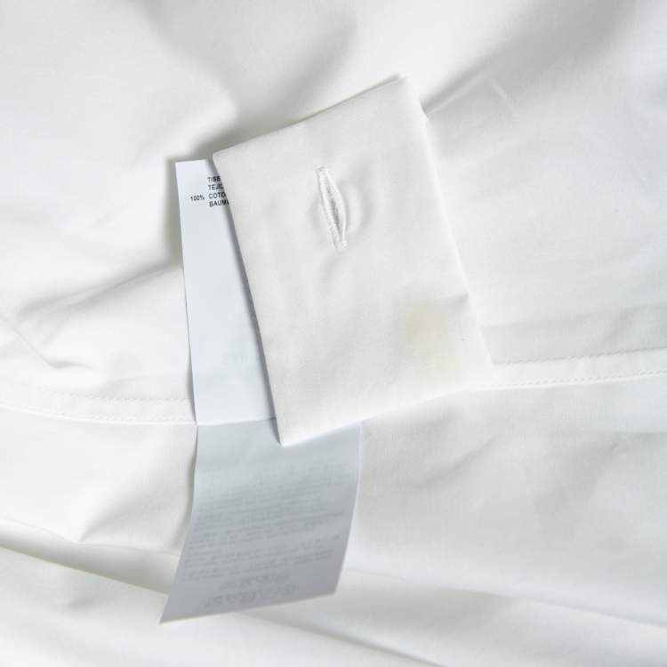 Pre Owned Saint Laurent White Cotton Button Front Long Sleeve Shirt S