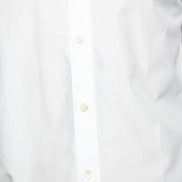Pre Owned Saint Laurent White Cotton Button Front Long Sleeve Shirt S