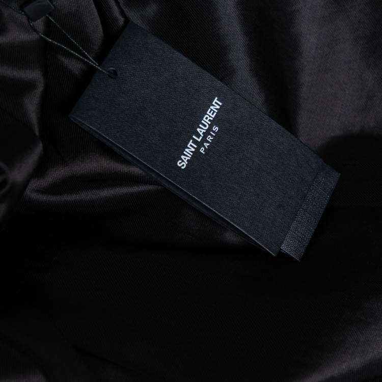 Pre Owned Saint Laurent Black Wool & Leather Trim Detailed Teddy Jacket L 