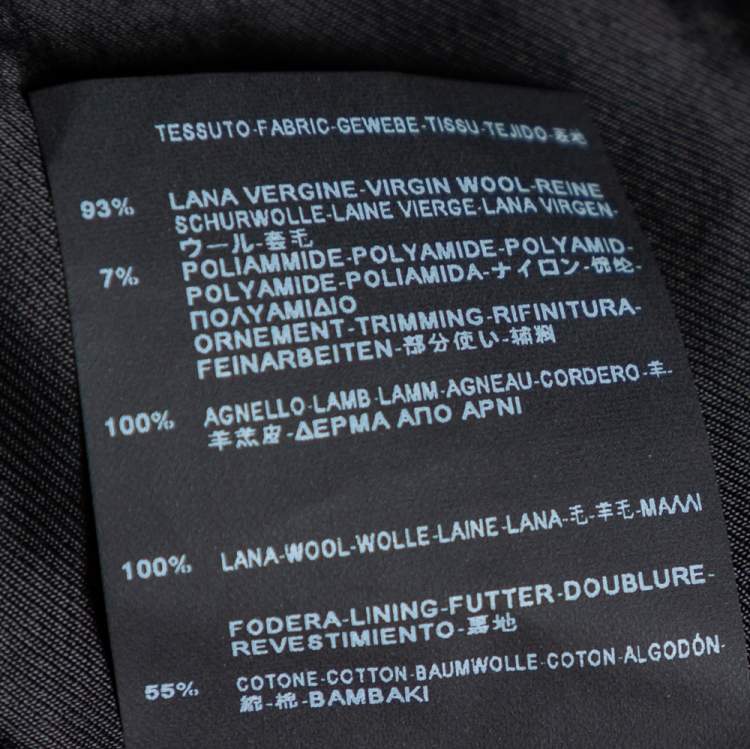 Pre Owned Saint Laurent Black Wool & Leather Trim Detailed Teddy Jacket L 