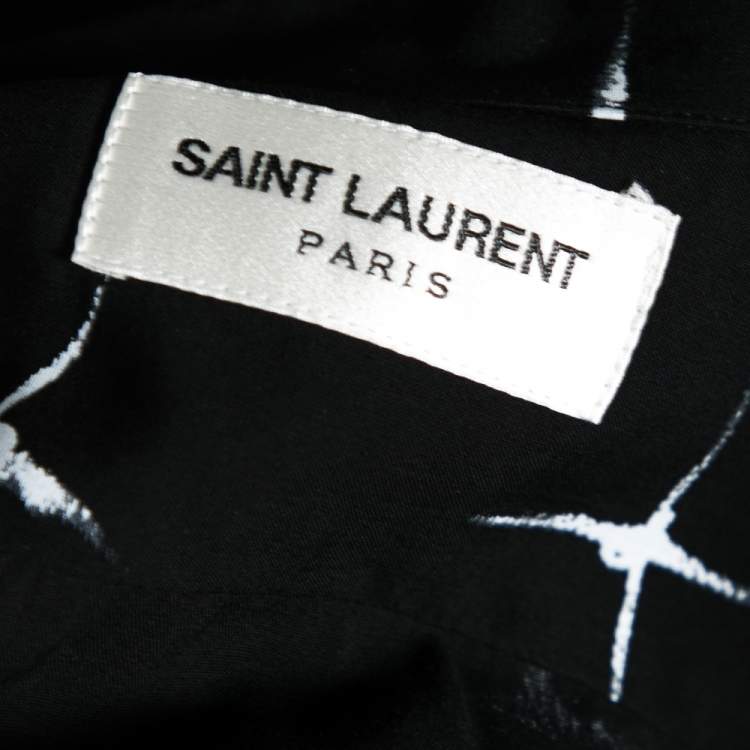 Pre Owned Saint Laurent Black Shooting Stars Printed Baseball Shirt XS