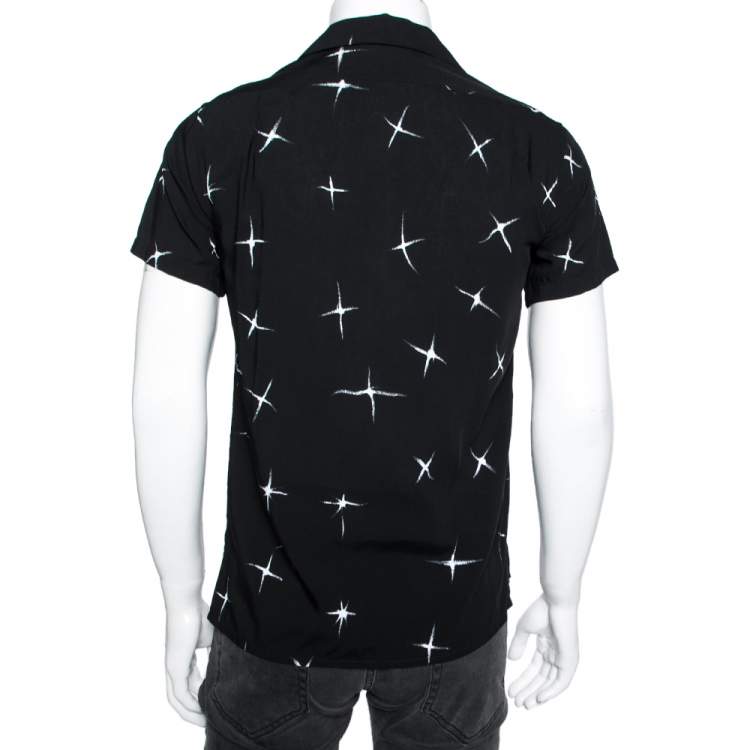 Pre Owned Saint Laurent Black Shooting Stars Printed Baseball Shirt XS