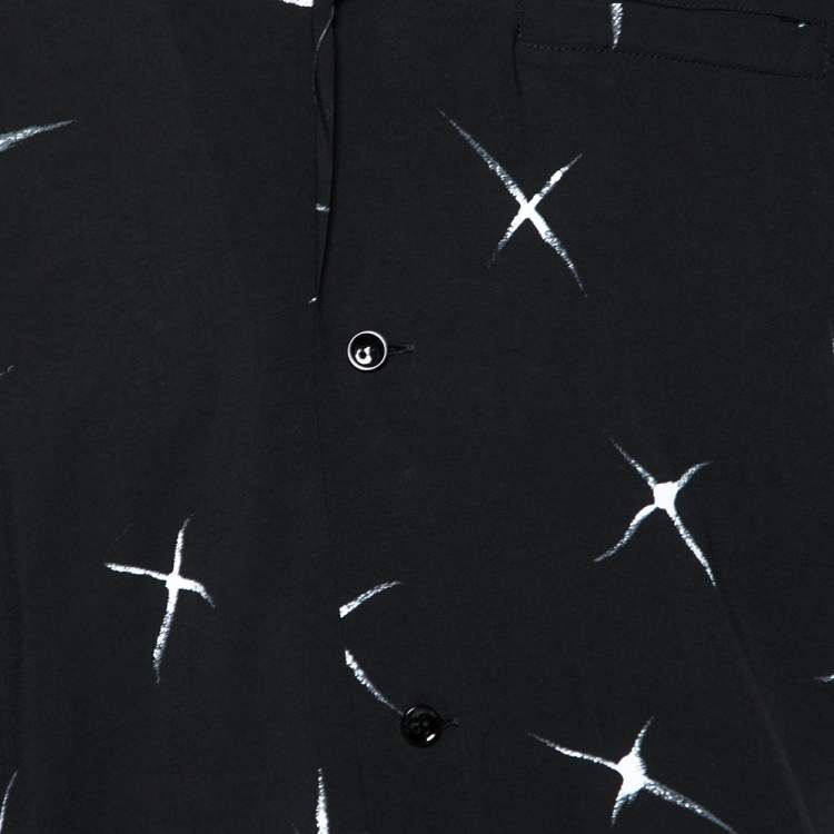 Pre Owned Saint Laurent Black Shooting Stars Printed Baseball Shirt XS