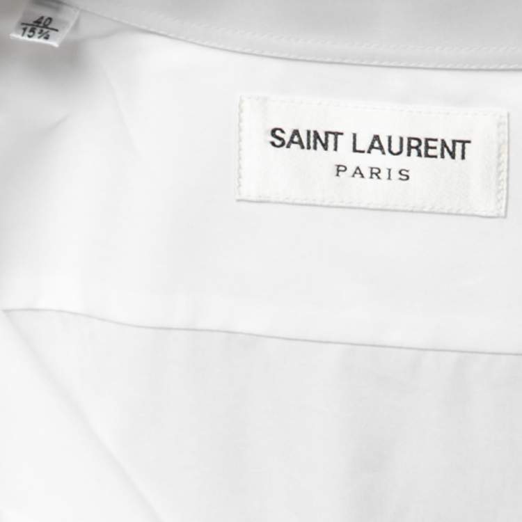 Pre Owned Saint Laurent White Cotton Button Front Long Sleeve Shirt M