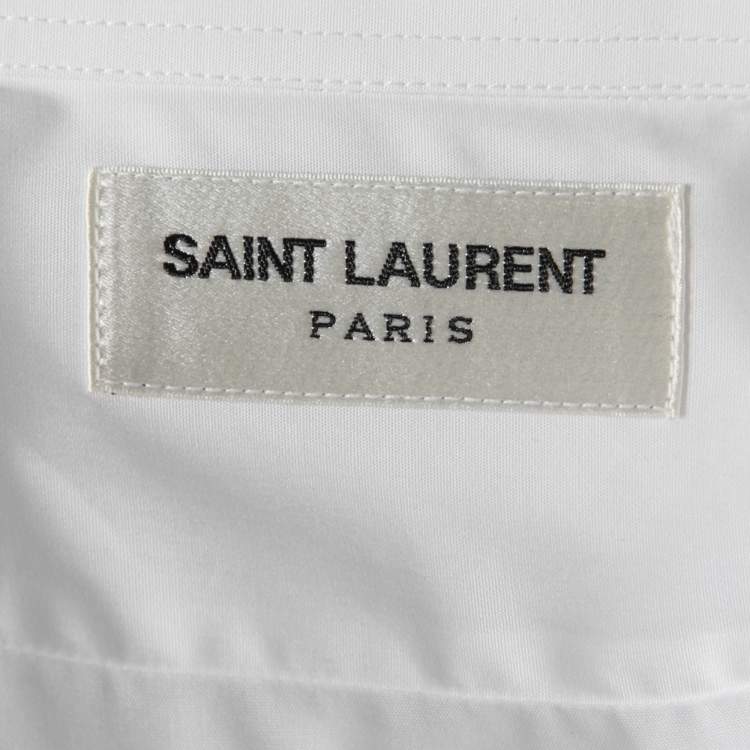 Pre Owned Saint Laurent White Cotton Button Front Long Sleeve Shirt M