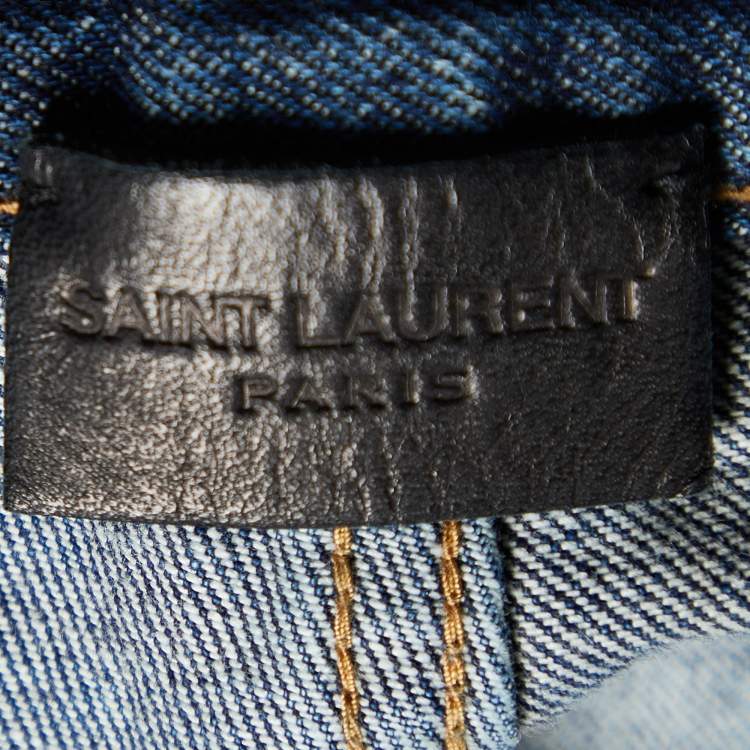 Pre Owned Saint Laurent Blue Washed Denim Skinny Fit Jeans S/Waist 31"