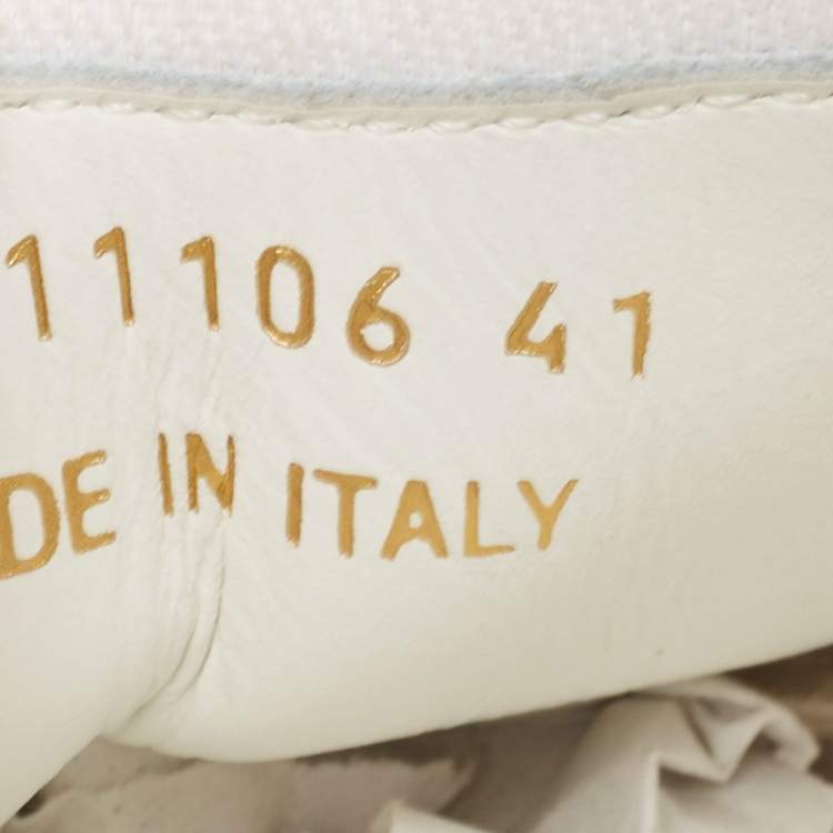 Pre Owned Saint Laurent Cream Canvas Court Classic Lace Up Sneakers Size 41