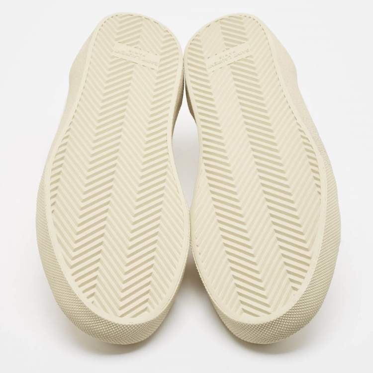 Pre Owned Saint Laurent Cream Canvas Court Classic Lace Up Sneakers Size 41