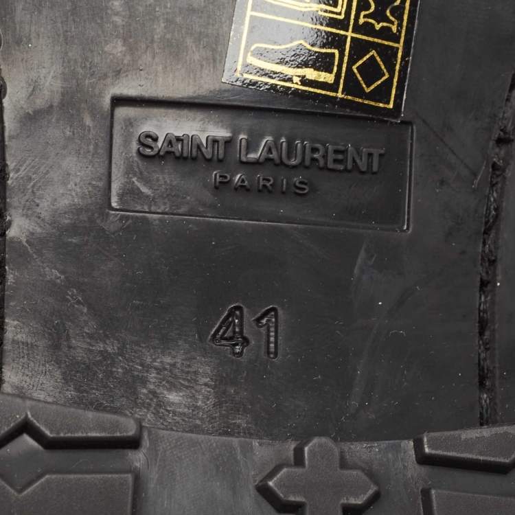 Pre Owned Saint Laurent Black Leather Ankle Length Boots Size 41