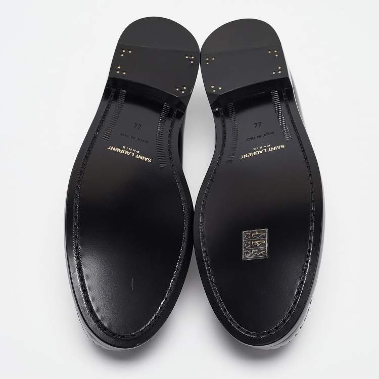 Pre Owned Saint Laurent Black Patent Leather Penny Loafers Size 44