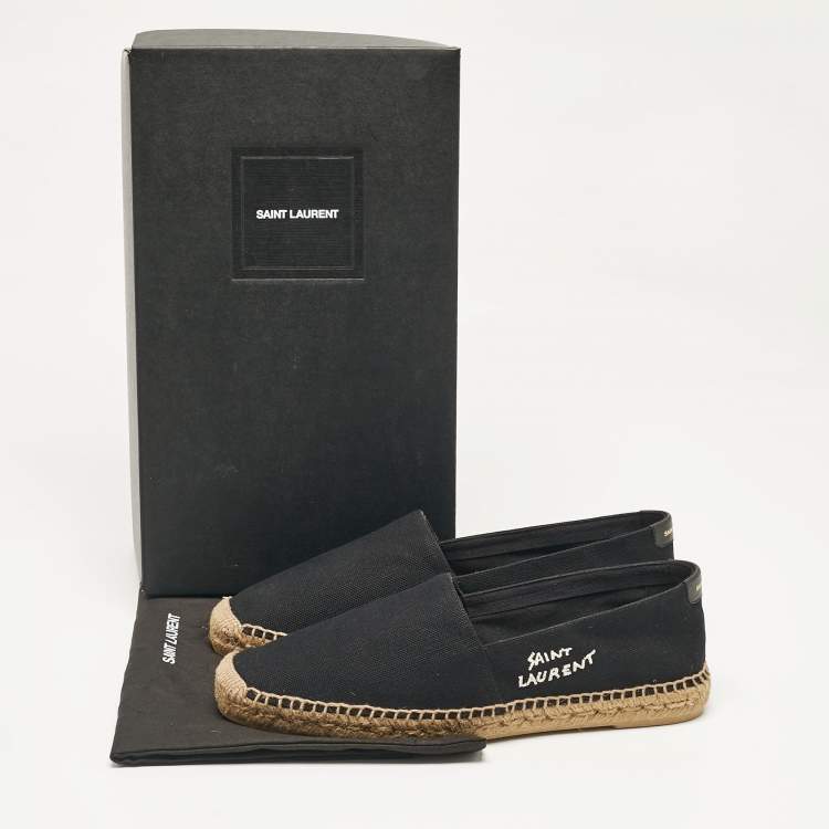 Pre Owned Saint Laurent Black Canvas Slip On Espadrille Size 45