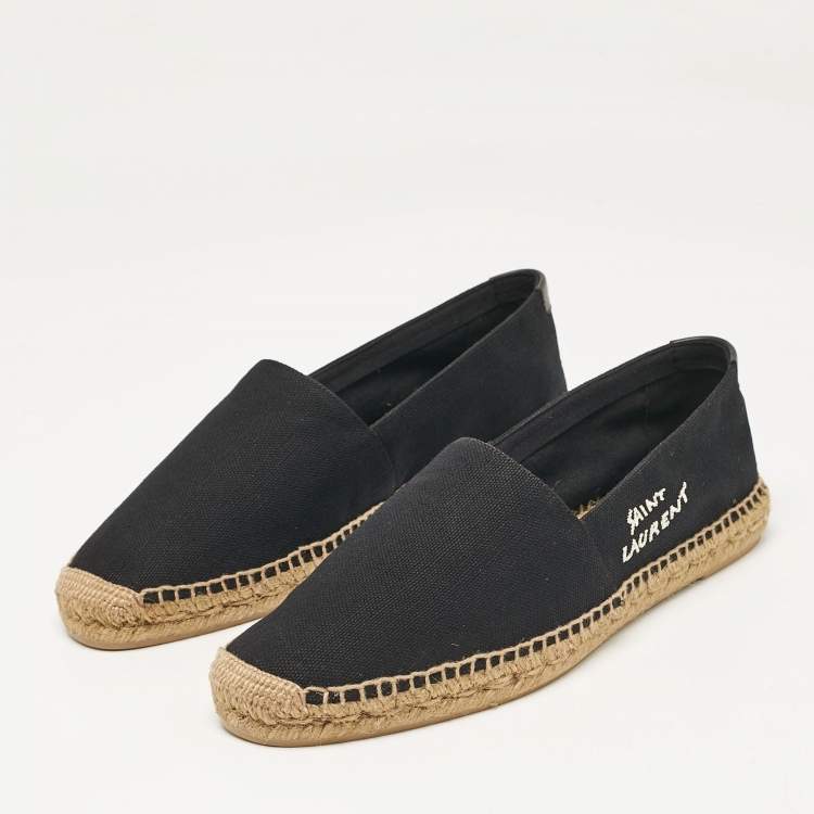 Pre Owned Saint Laurent Black Canvas Slip On Espadrille Size 45
