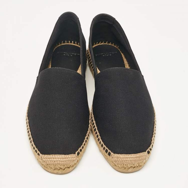 Pre Owned Saint Laurent Black Canvas Slip On Espadrille Size 45