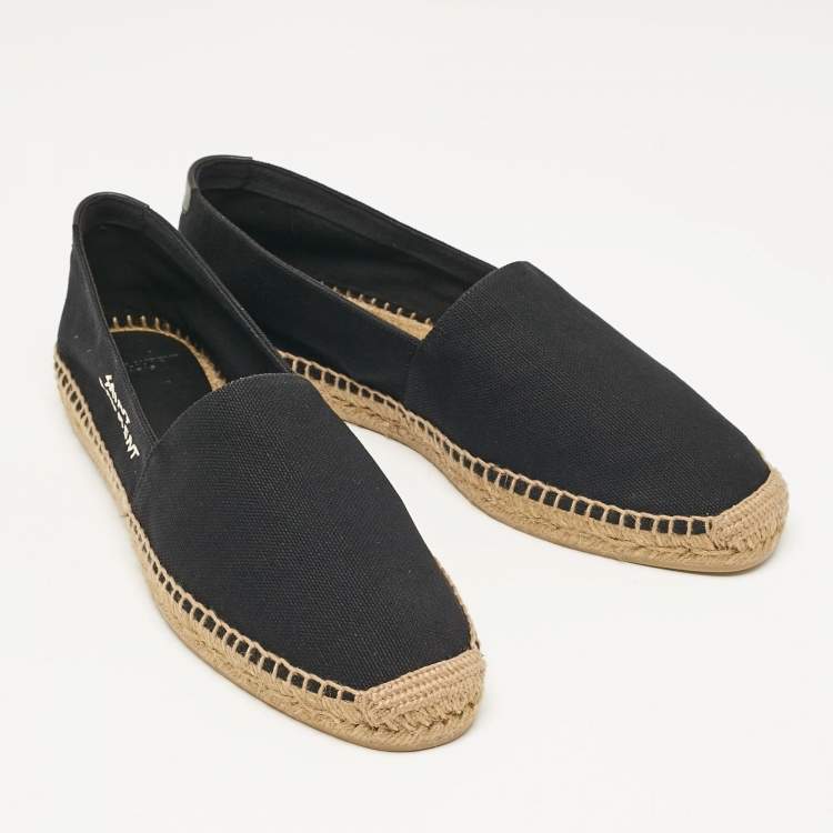 Pre Owned Saint Laurent Black Canvas Slip On Espadrille Size 45