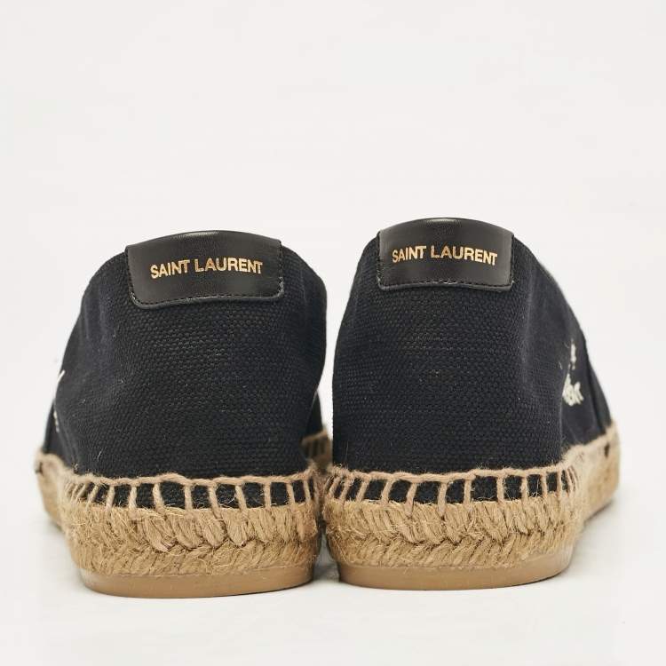 Pre Owned Saint Laurent Black Canvas Slip On Espadrille Size 45