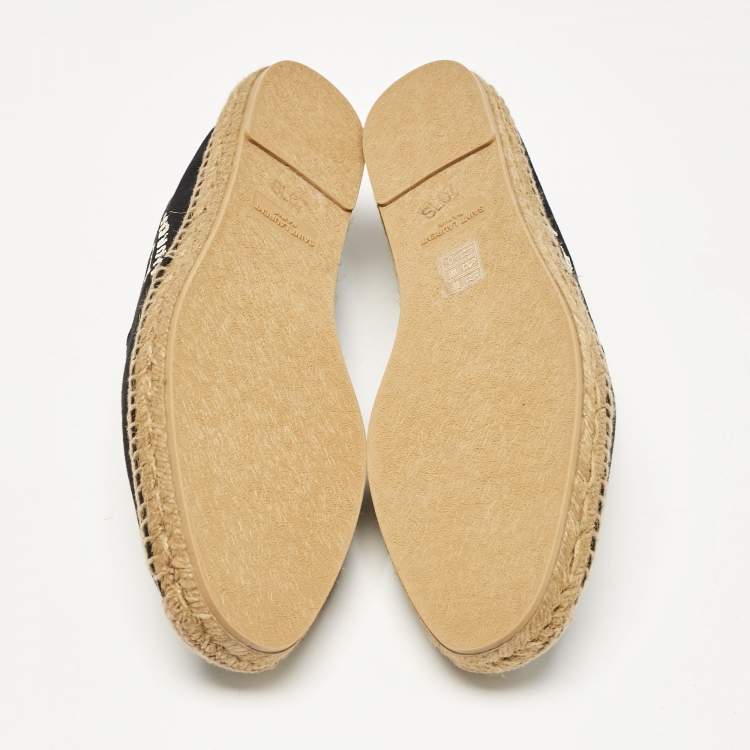 Pre Owned Saint Laurent Black Canvas Slip On Espadrille Size 45