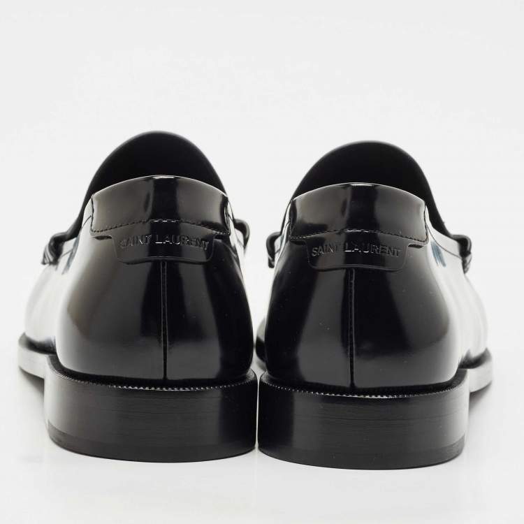 Pre Owned Saint Laurent Black Patent Leather Penny Loafers Size 41.5