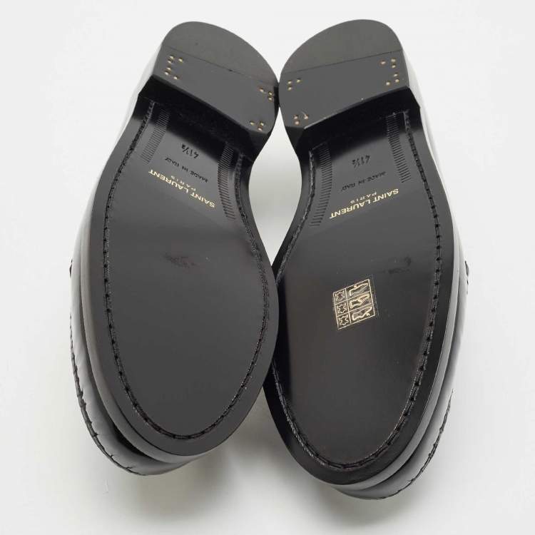Pre Owned Saint Laurent Black Patent Leather Penny Loafers Size 41.5