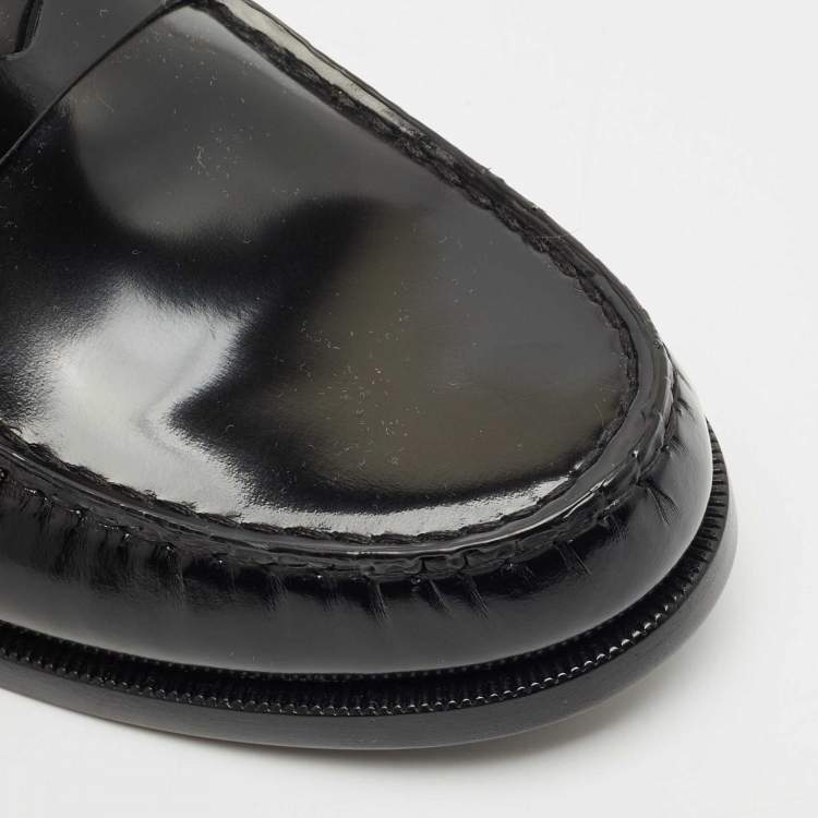 Pre Owned Saint Laurent Black Patent Leather Penny Loafers Size 41.5