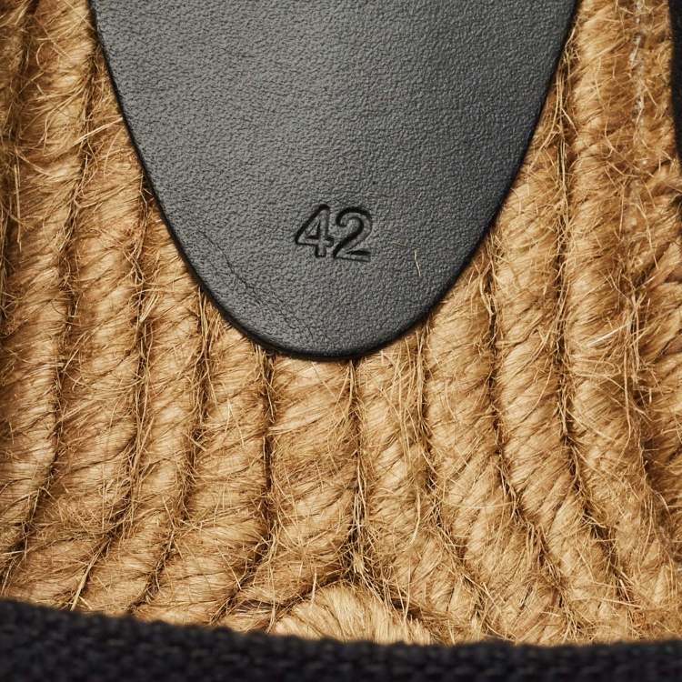 Pre Owned Saint Laurent Black Canvas Logo Embroidered Espadrilles Size 42