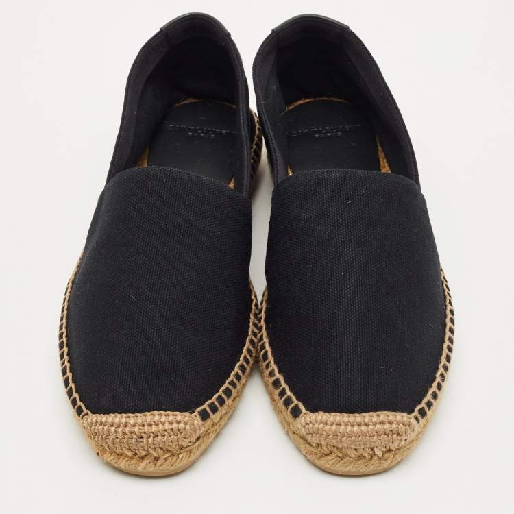 Pre Owned Saint Laurent Black Canvas Logo Embroidered Espadrilles Size 42