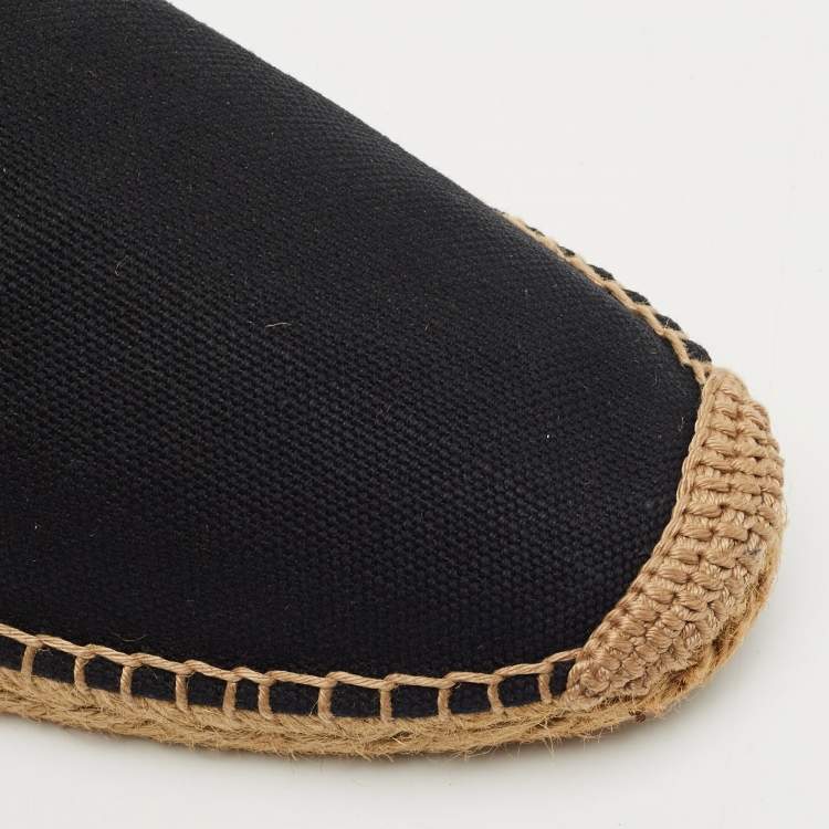 Pre Owned Saint Laurent Black Canvas Logo Embroidered Espadrilles Size 42