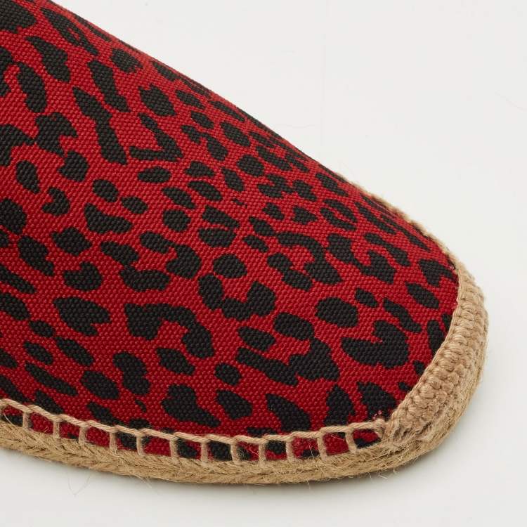Pre Owned Saint Laurent Black/Red Canvas Slip On Espadrille Size 43