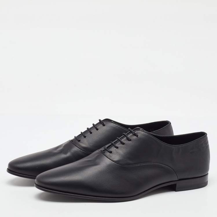 Pre Owned Saint Laurent Black Leather Lace Up Oxford Size 42