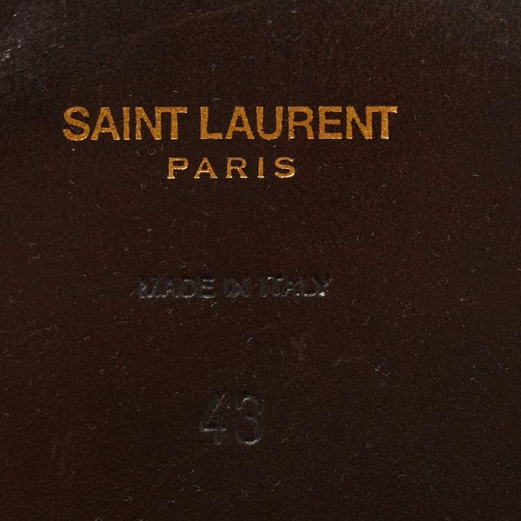 Pre Owned  Saint Laurent Neil 05 Size 43 Brown Woven Leather Slide Sandals