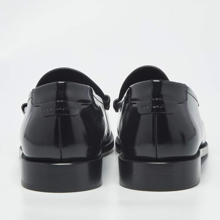 مملوكة مسبقًا Saint Laurent Le Size 46 Black Leather Penny Loafers