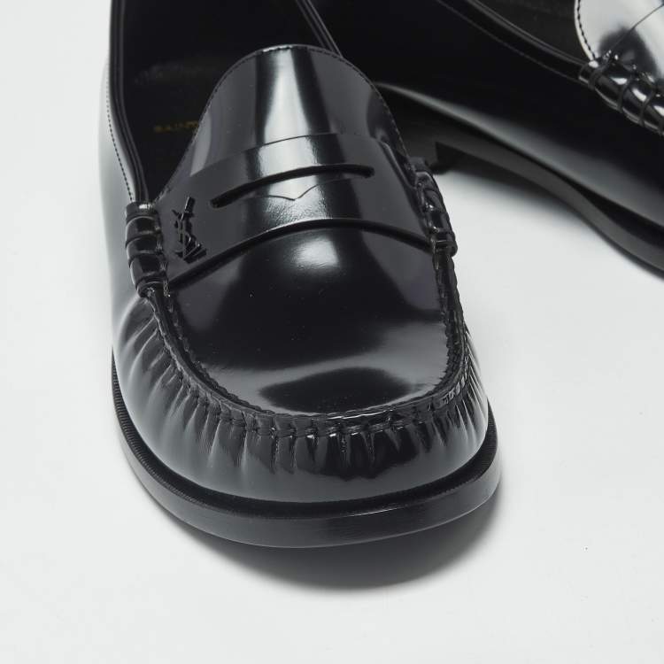 مملوكة مسبقًا Saint Laurent Le Size 46 Black Leather Penny Loafers