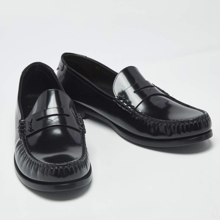 مملوكة مسبقًا Saint Laurent Le Size 46 Black Leather Penny Loafers