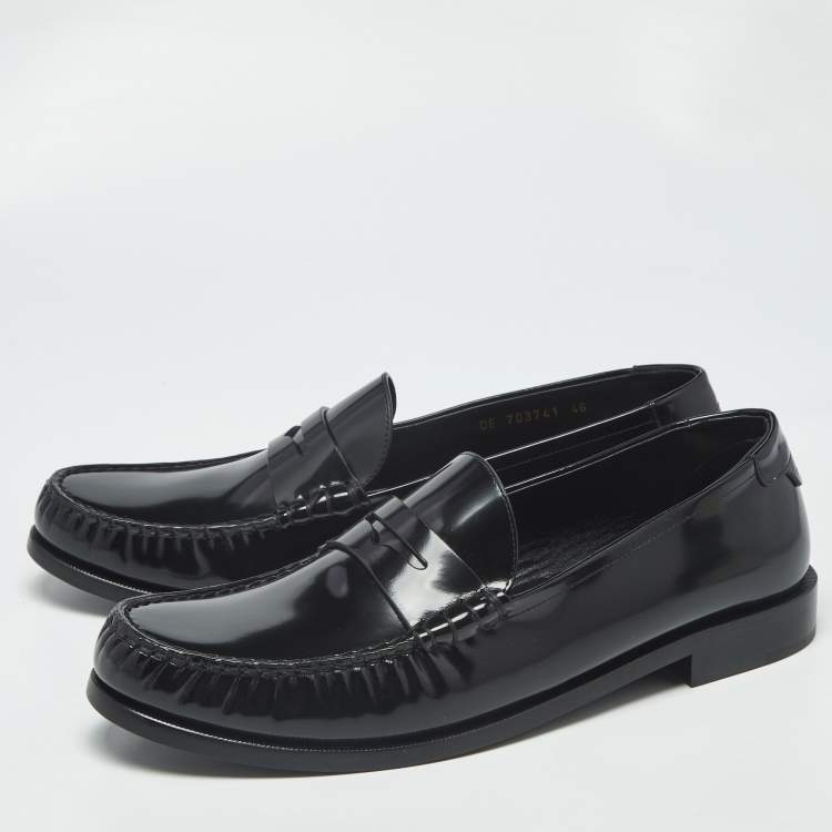 مملوكة مسبقًا Saint Laurent Le Size 46 Black Leather Penny Loafers