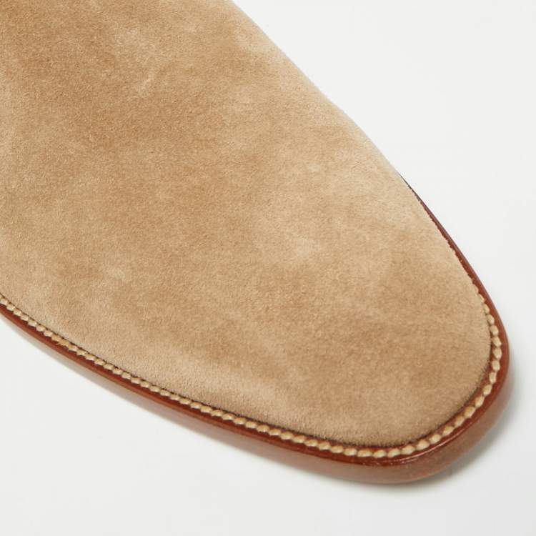 Pre Owned Saint Laurent Wyatt Size 43 Beige Suede Ankle Length Boots