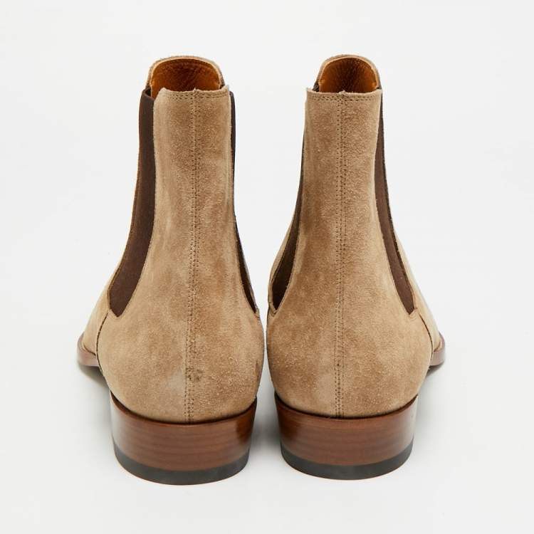 Pre Owned Saint Laurent Wyatt Size 43 Beige Suede Ankle Length Boots