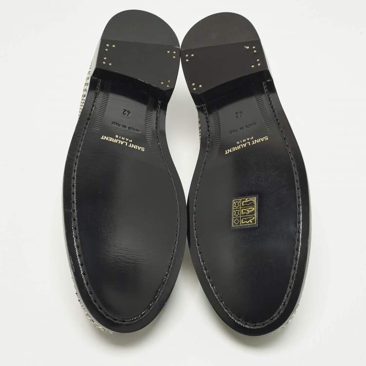 مملوكة مسبقًا Saint Laurent Size 42 Beige/Black Leather Penny Loafers