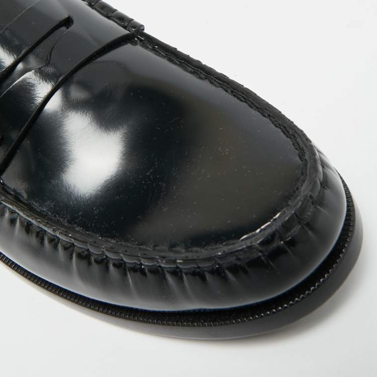 Pre Owned Saint Laurent Size 43 Black Leather Penny Loafers