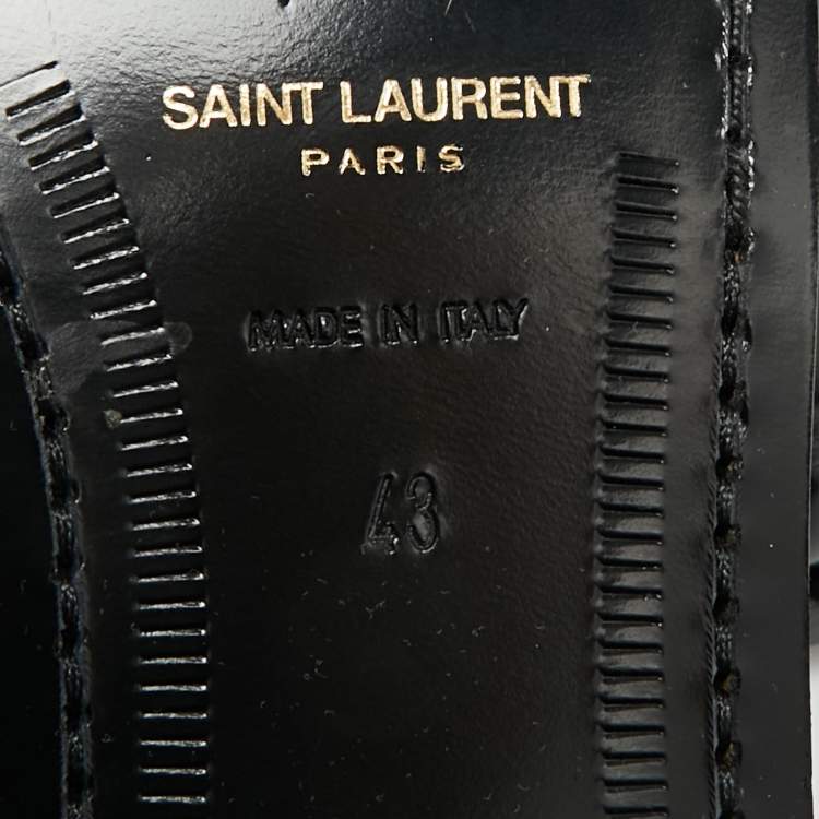 Pre Owned Saint Laurent Size 43 Black Leather Penny Loafers