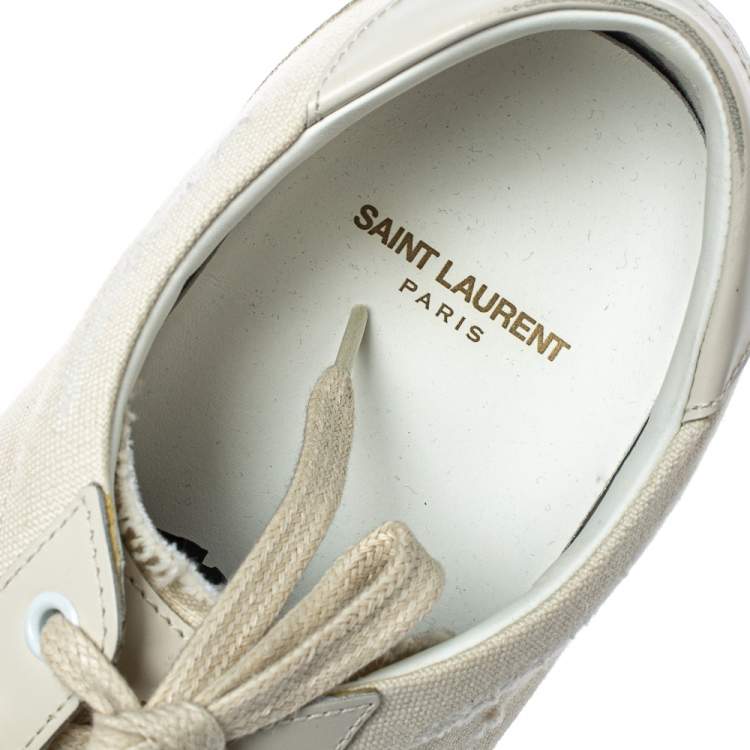Pre Owned Saint Laurent Paris White Canvas Elba Light Sneakers Size 44