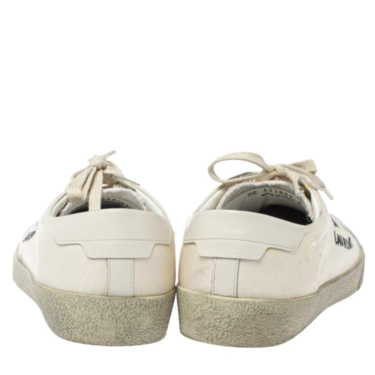 Pre Owned Saint Laurent Paris White Canvas Elba Light Sneakers Size 44