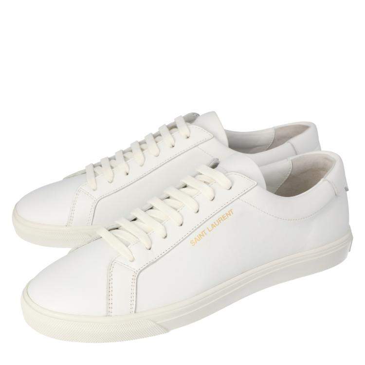 Pre Owned Saint Laurent White Leather Andy Low-Top Sneakers Size EU 40