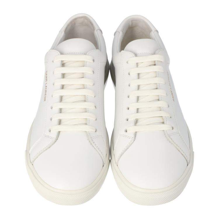 Pre Owned Saint Laurent White Leather Andy Low-Top Sneakers Size EU 40