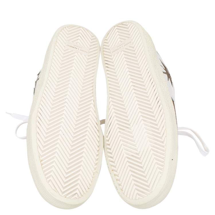 Pre Owned Saint Laurent White Leather Palm Tree Low Top Sneakers Size 41